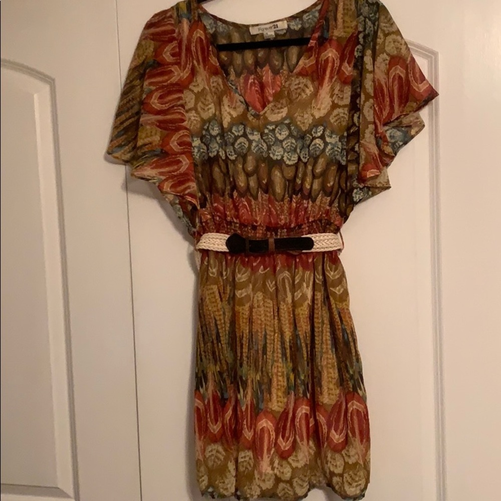 Forever 21 Peacock Dress with Belt